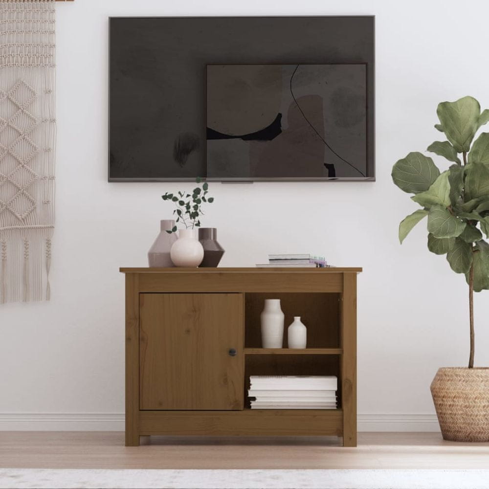 Vidaxl TV skrinka medovo-hnedá 70x36,5x52 cm masívna borovica